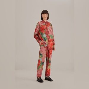 Farm Rio Solar Chita Top & Pant 2 Piece Set Red Women's Size Small